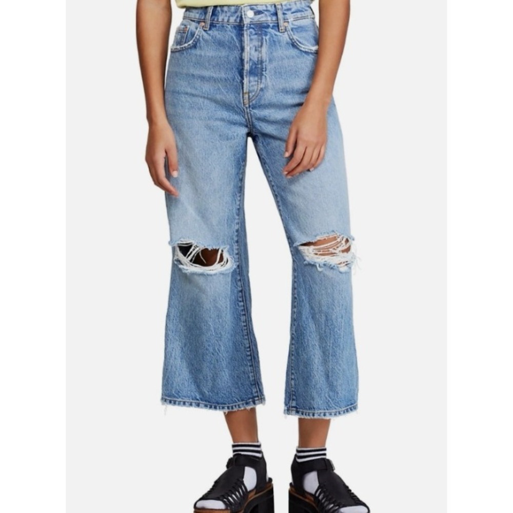 FREE PEOPLE We The Free Ranger Wide-Leg Jeans Sky Women Size 30 Light Wash Denim